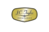 J.C. Taylor Insurance logo - embossed on a gold plate with an antique car wheel.