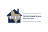 Texas Fair Plan Association Logo - A silhouette of the state of Texas with TFPA embossed on it. 