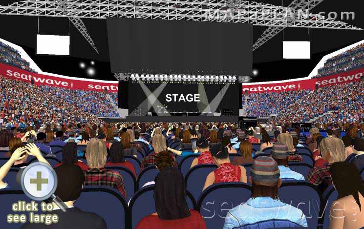 The O2 Arena London seating plan Block C1 Row M View from back seats layout