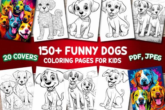 Funny Dogs Coloring Book Cover