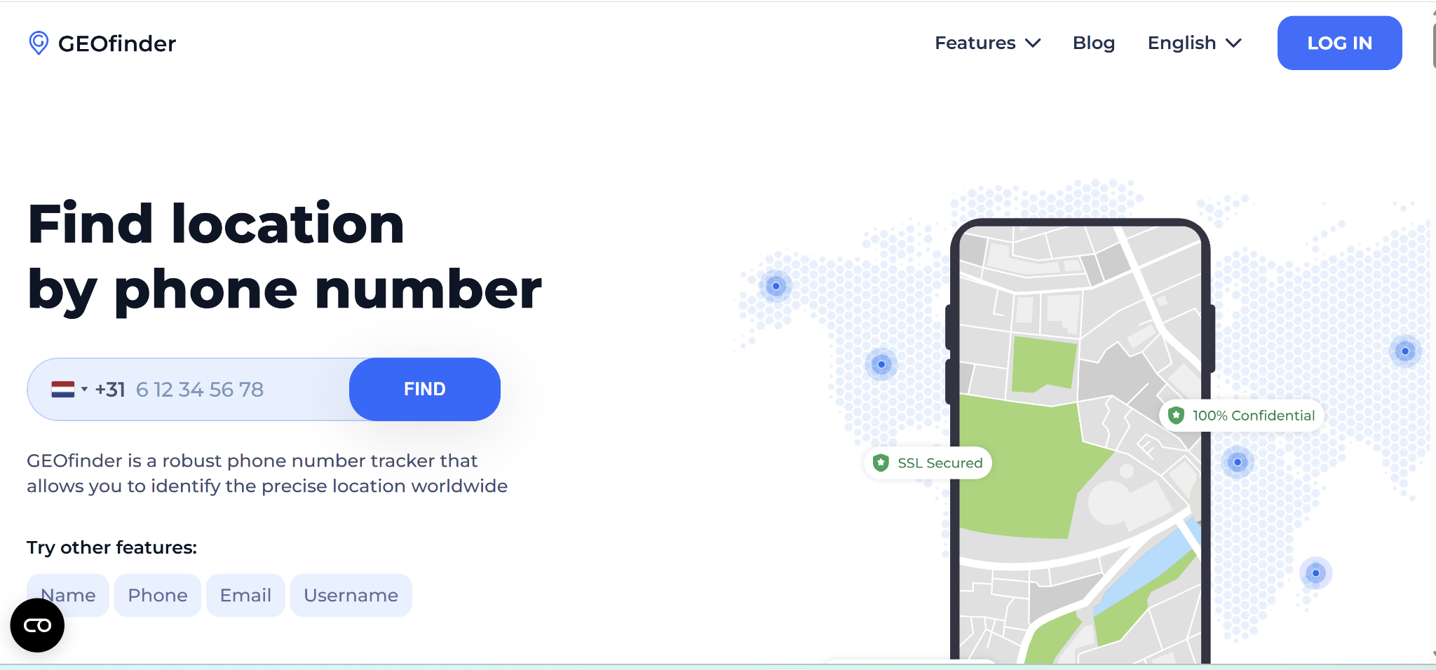 GEOfinder main page
