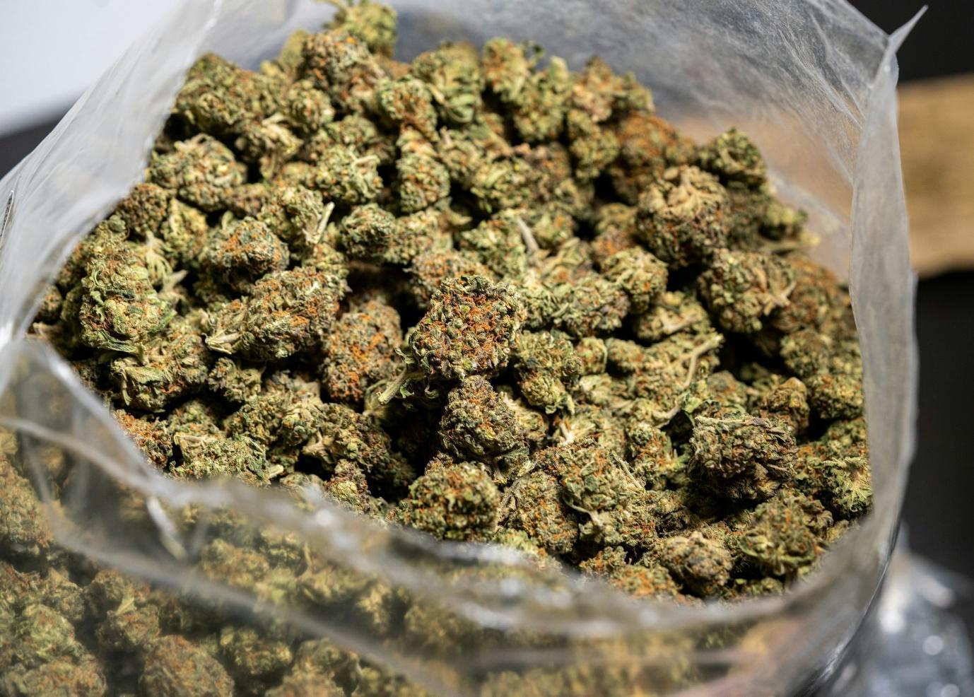 brown kush in clear plastic pack