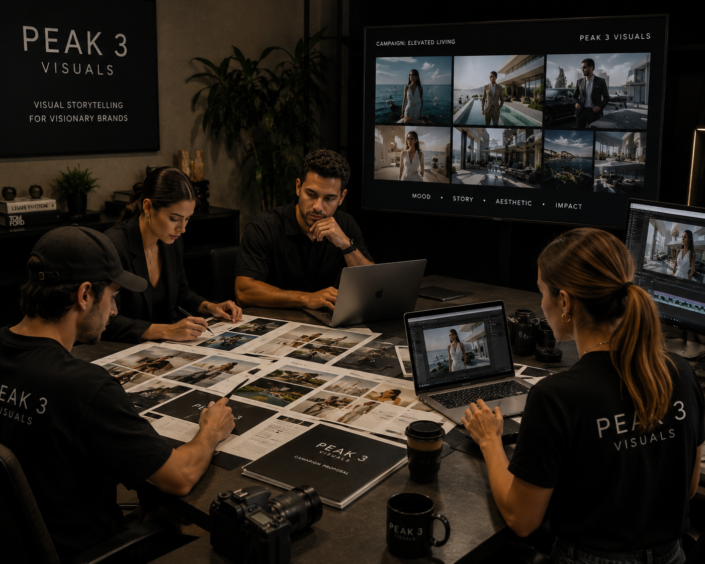 Peak 3 Visuals creative team developing branded digital content for modern lifestyle and fashion campaigns