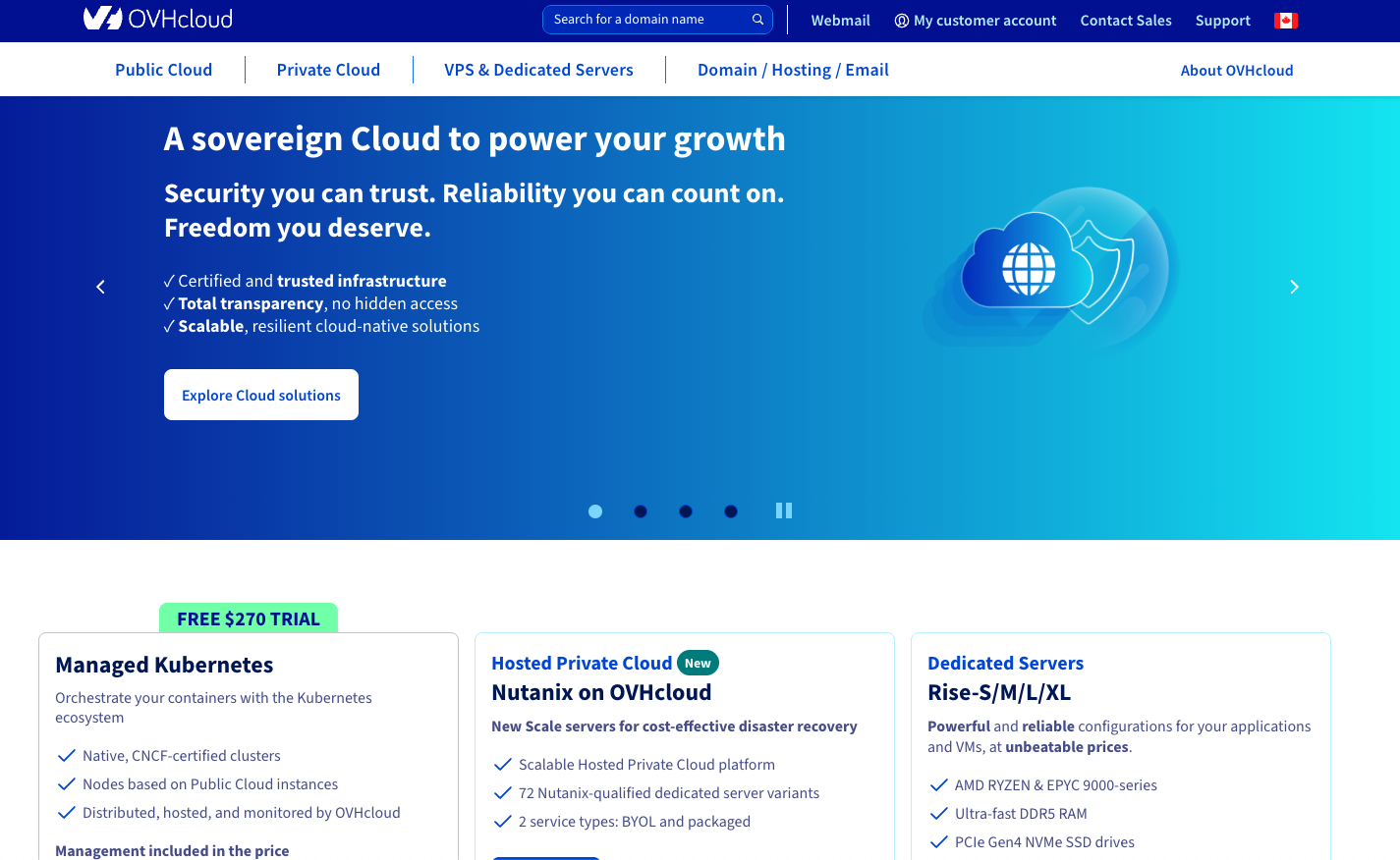 OVHcloud European cloud provider dashboard 2026