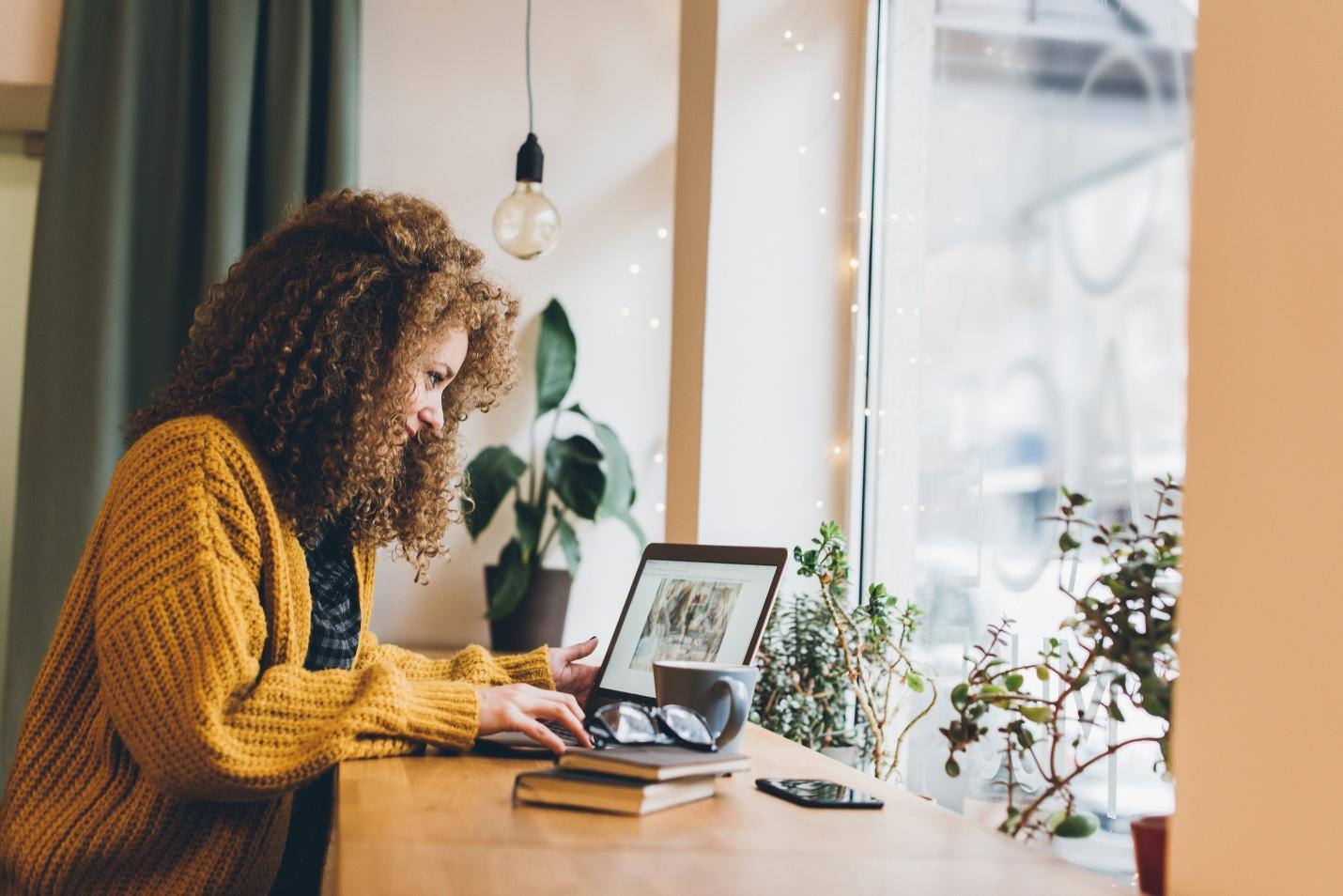Woman using laptop