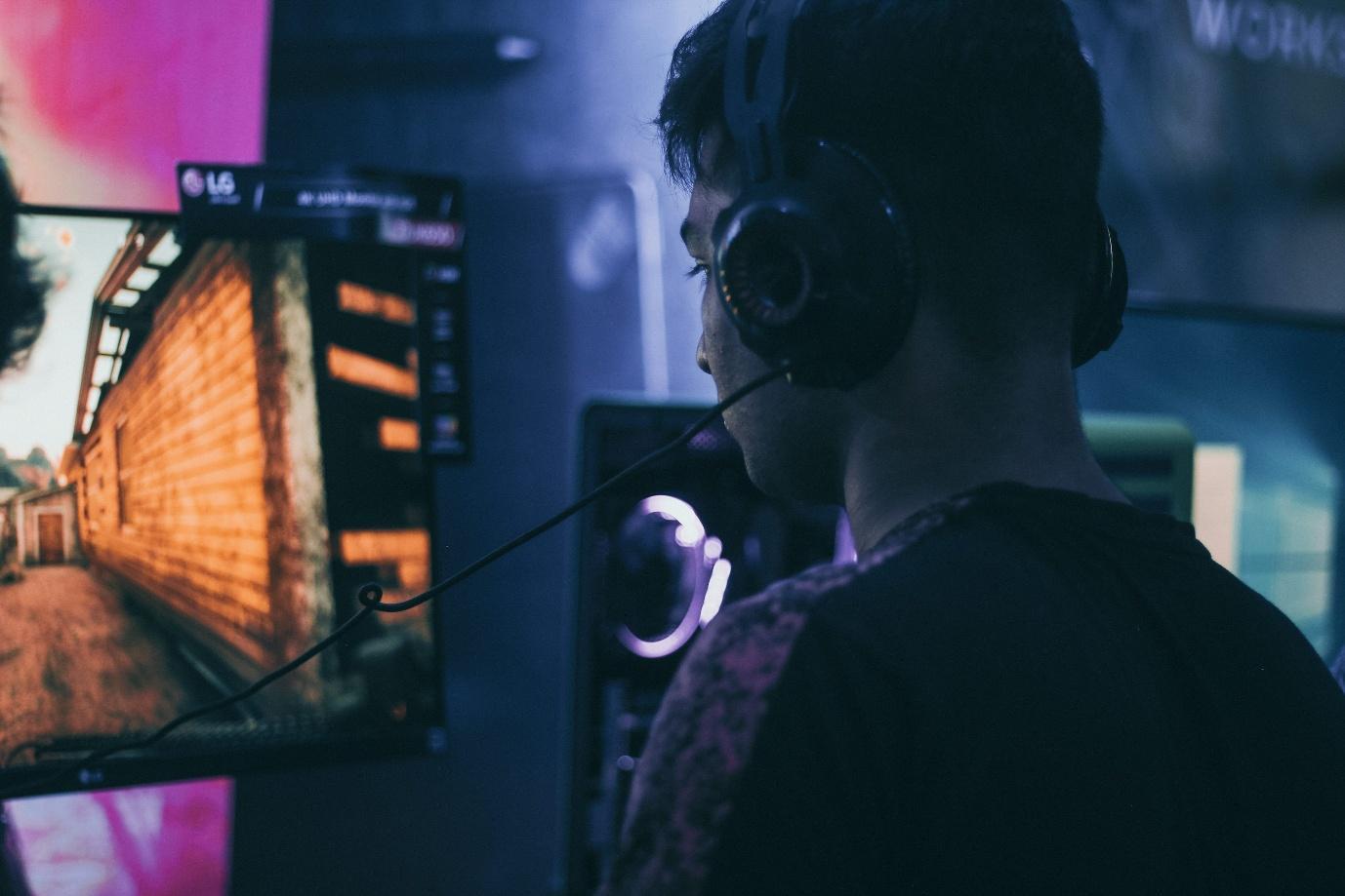 man wearing headset