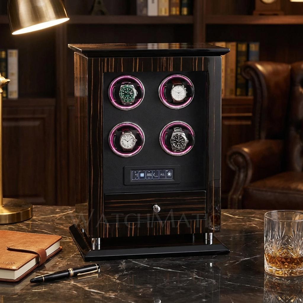 A watch box on a marble table
Description automatically generated