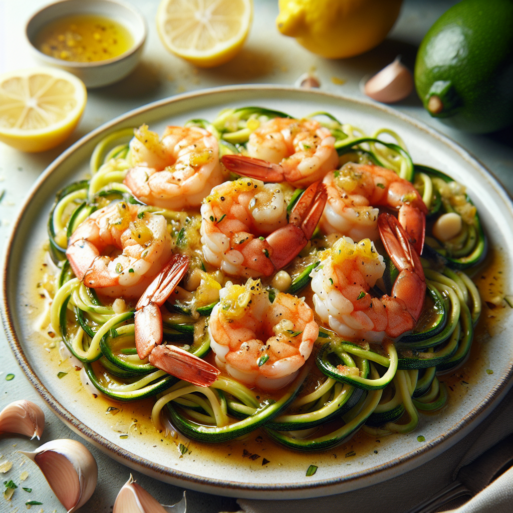 Lemon Garlic Butter Shrimp with Zucchini Noodles