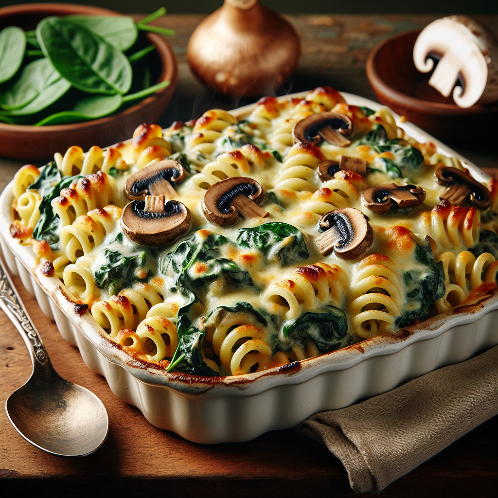 Creamy Spinach and Mushroom Pasta Bake