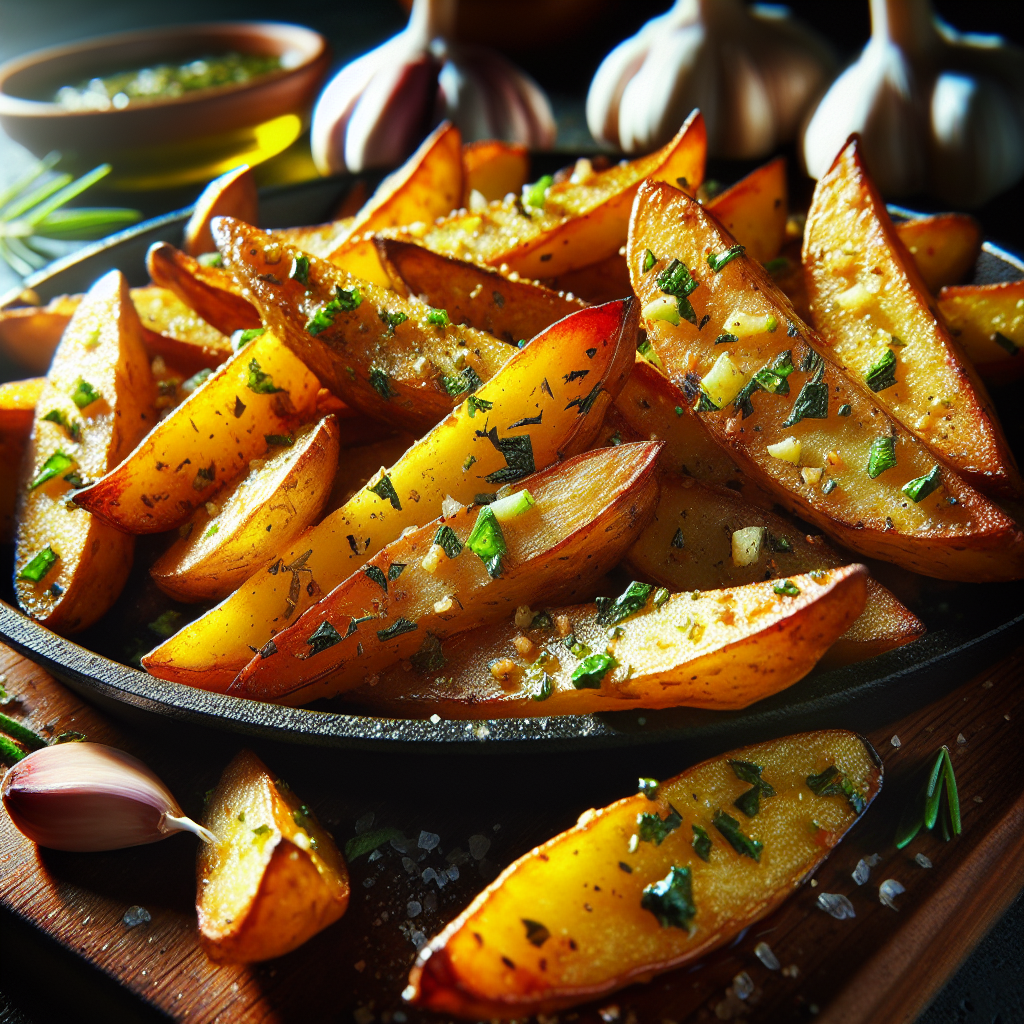 Crispy Garlic Herb Potato Wedges