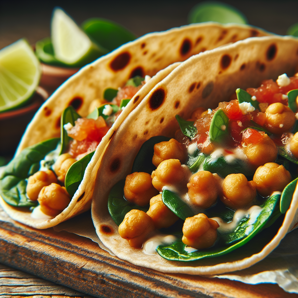 Crispy Chickpea and Spinach Tacos