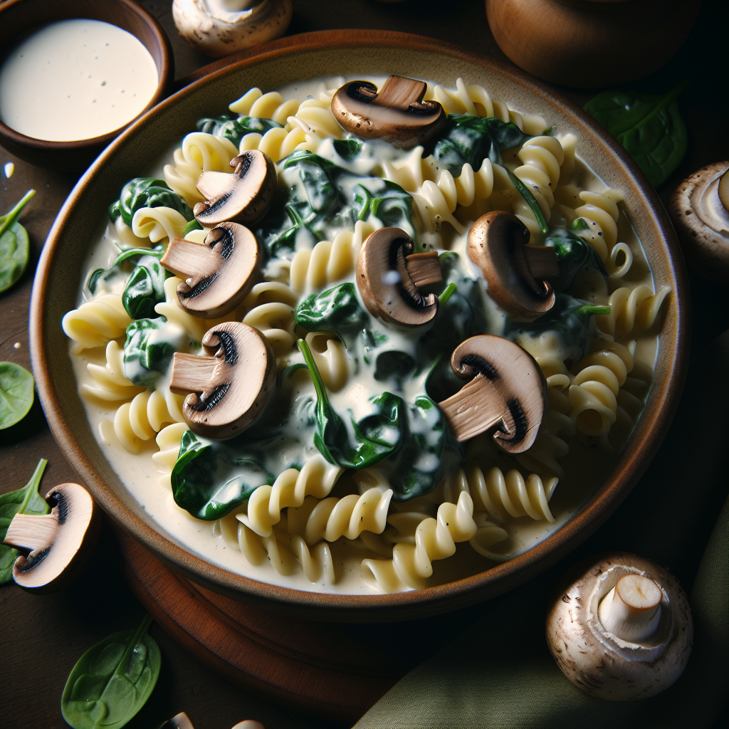 Creamy Mushroom and Spinach Pasta