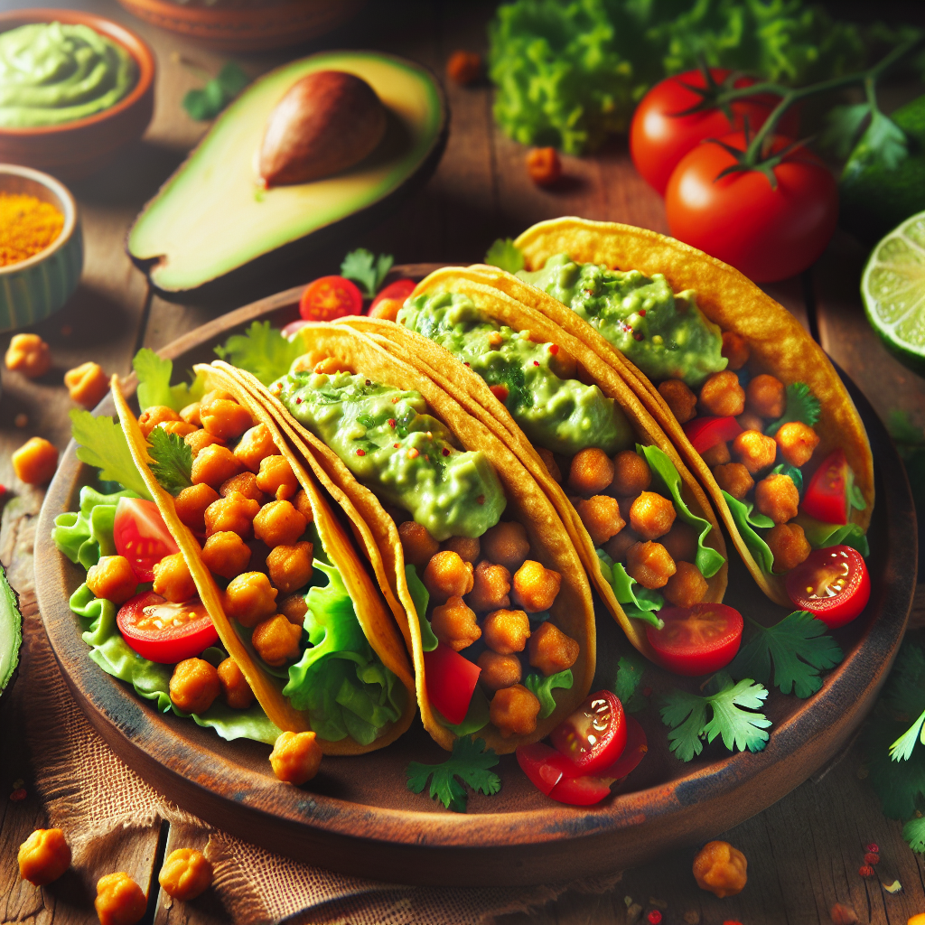 Crispy Chickpea Tacos with Avocado Cream