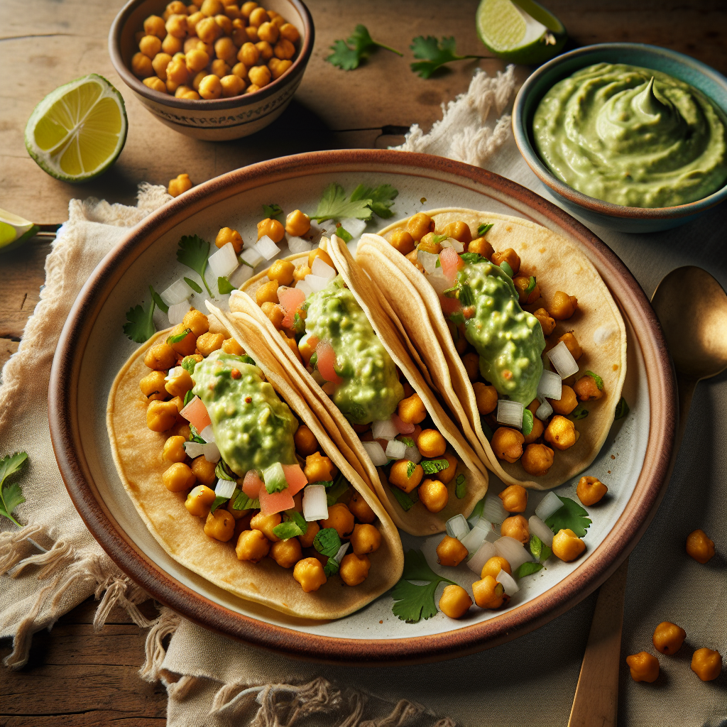 Crispy Chickpea Tacos with Avocado Cream