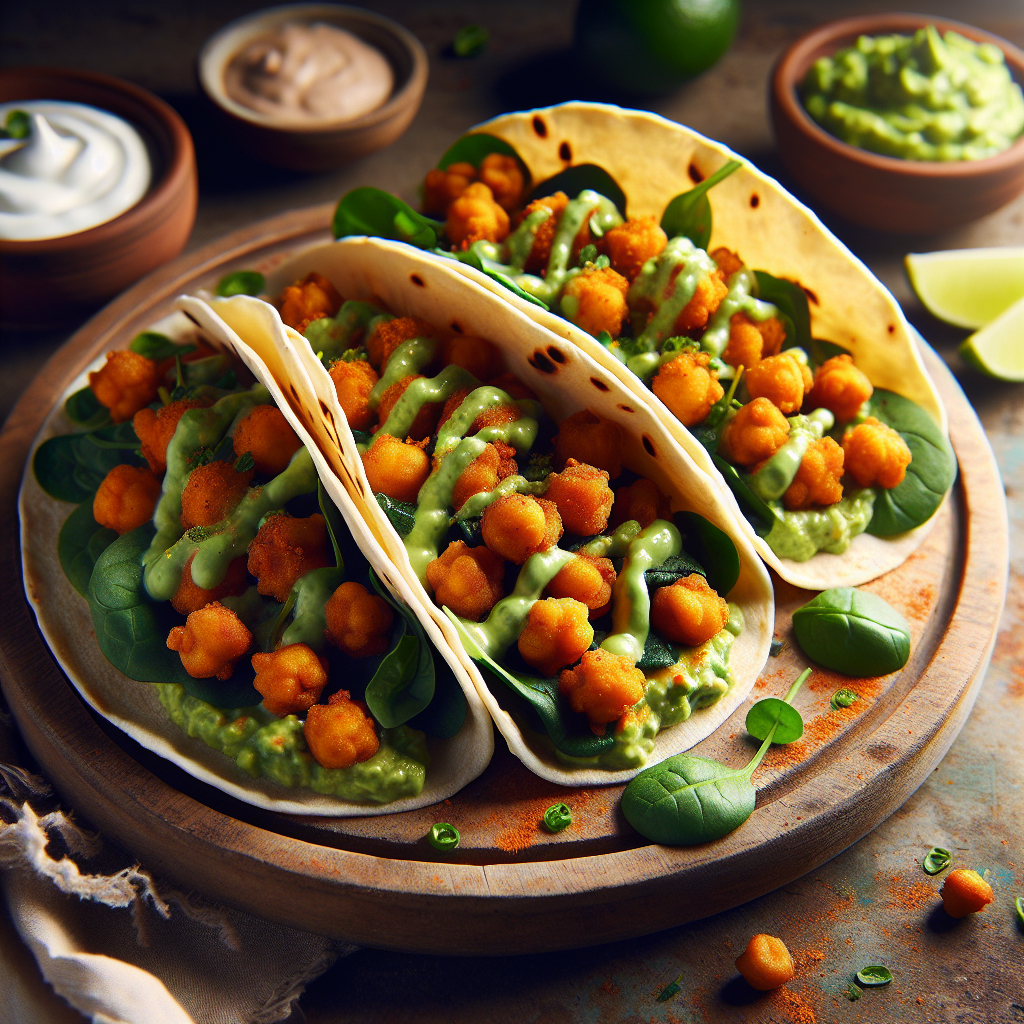 Crispy Chickpea and Spinach Tacos