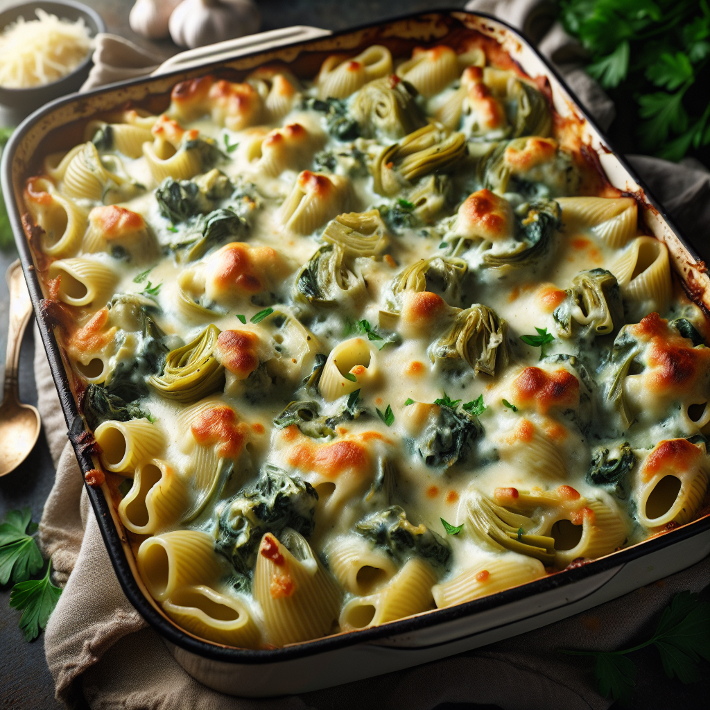 Creamy Spinach and Artichoke Pasta Bake