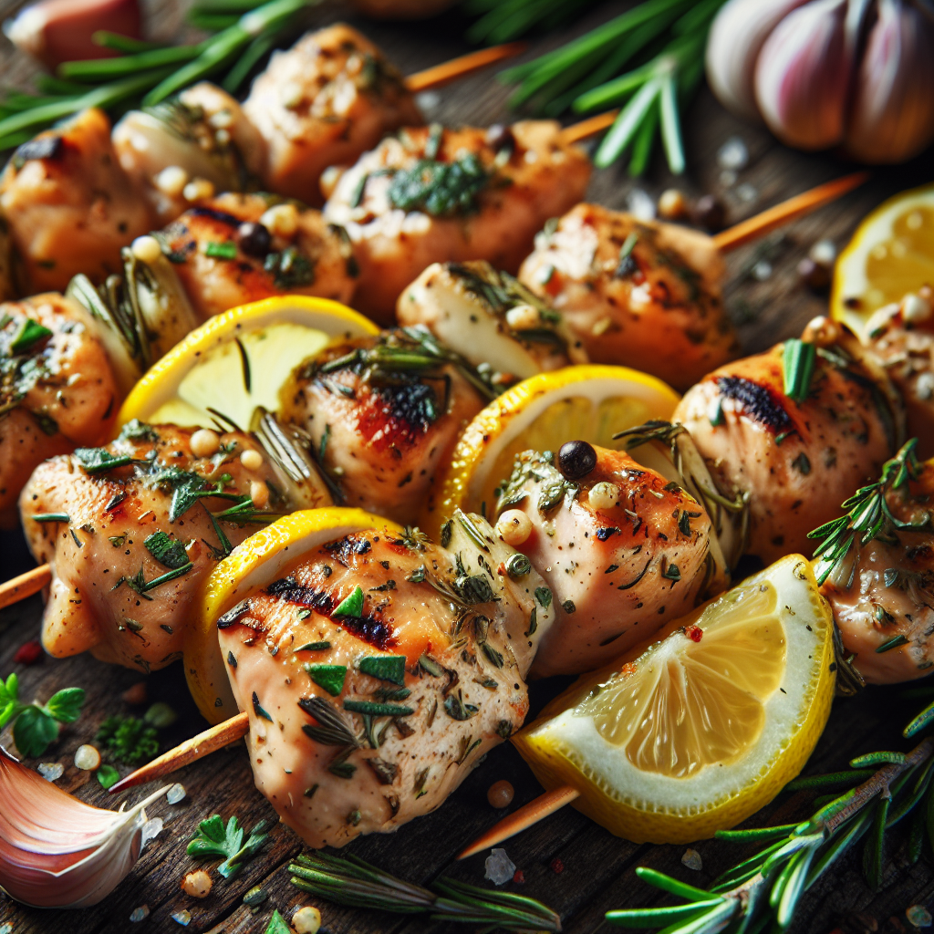 Herbed Lemon Garlic Chicken Skewers