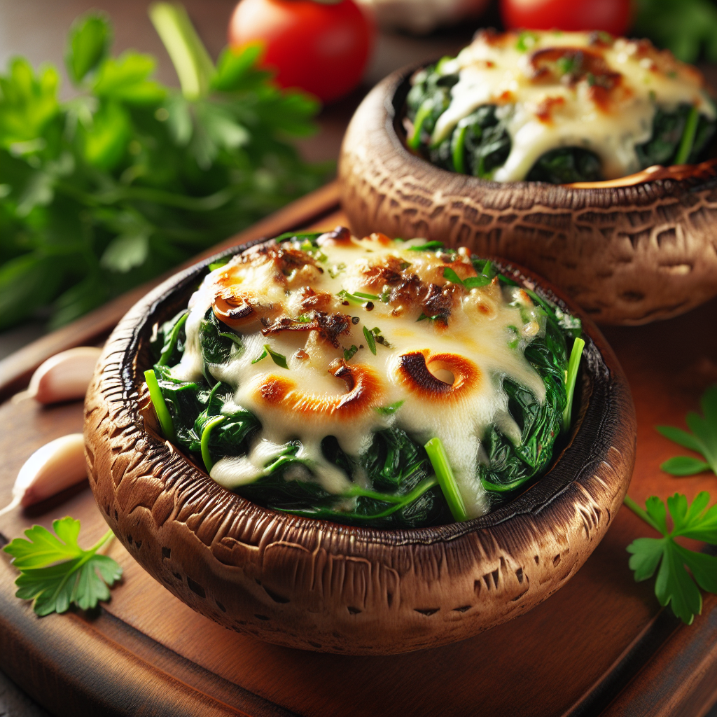 Mushroom and Spinach Stuffed Portobello Caps