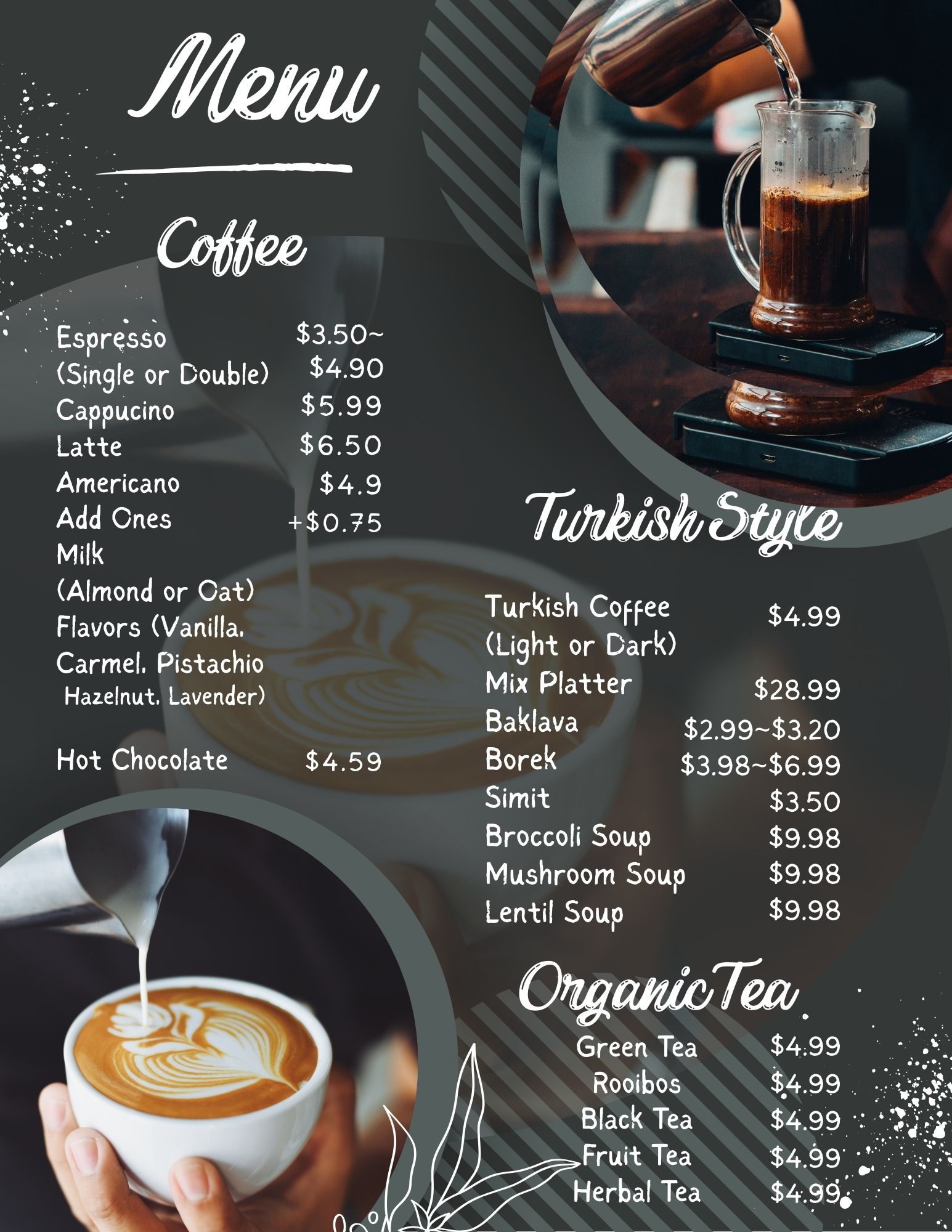 Akida Coffeehouse Menu