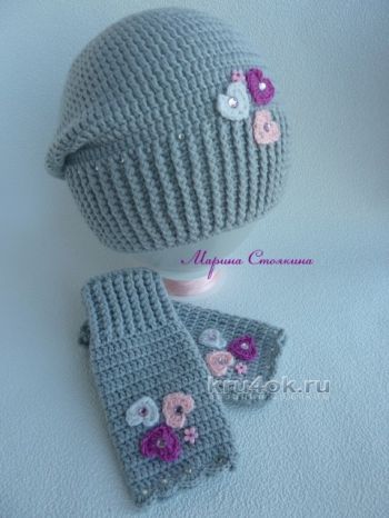 Детская шапочка и манишка крючком Детская шапочка и манишка крючком
