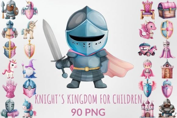 Watercolor Knight's Kingdom Coloring Elements