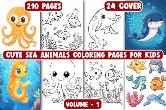 Cute Sea Animals Coloring Book Cover