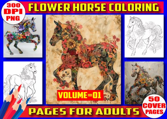 Flower Horse Coloring Book Cover