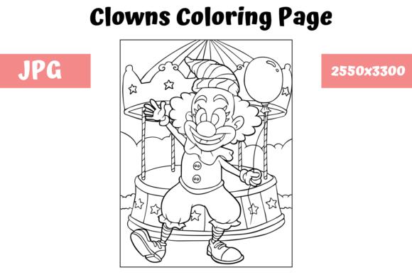 Playful clown with merry-go-round coloring page