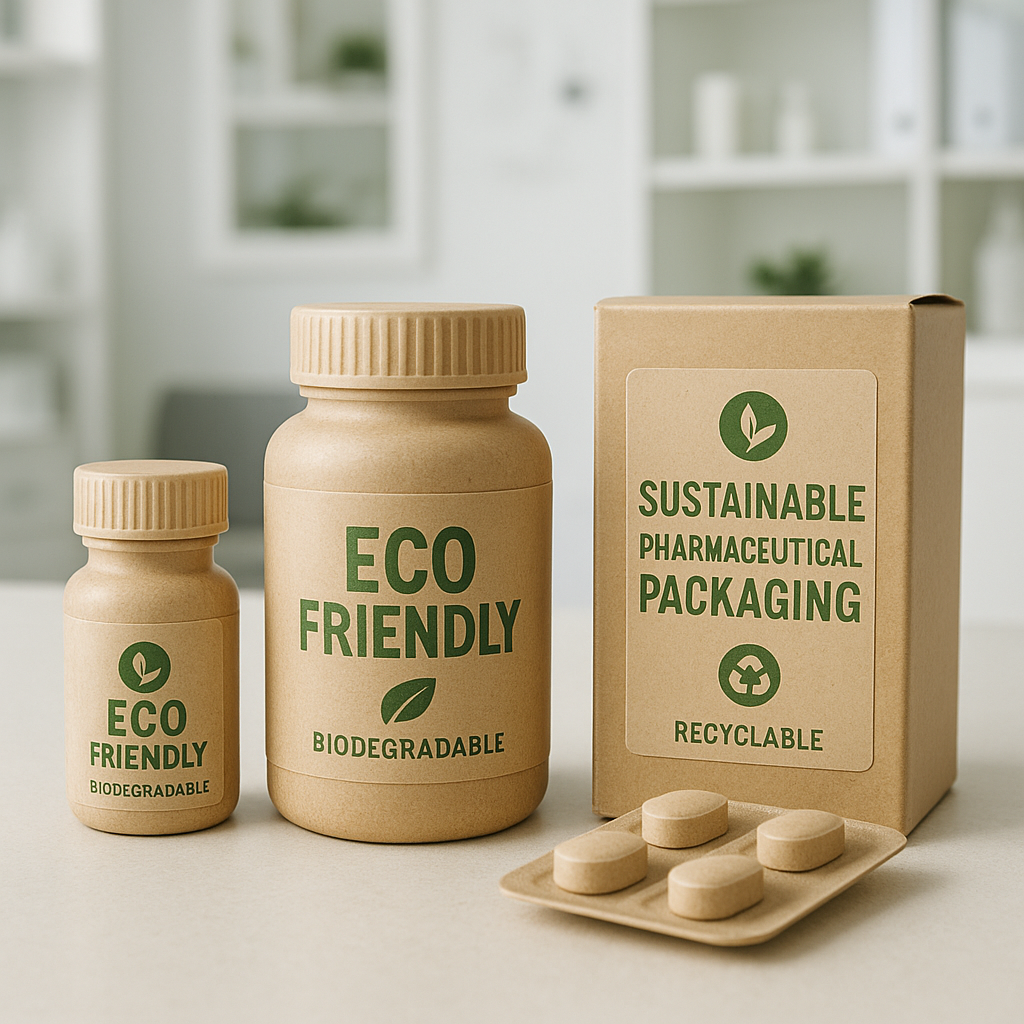 Eco-friendly peptide packaging showcasing recyclable and biodegradable materials