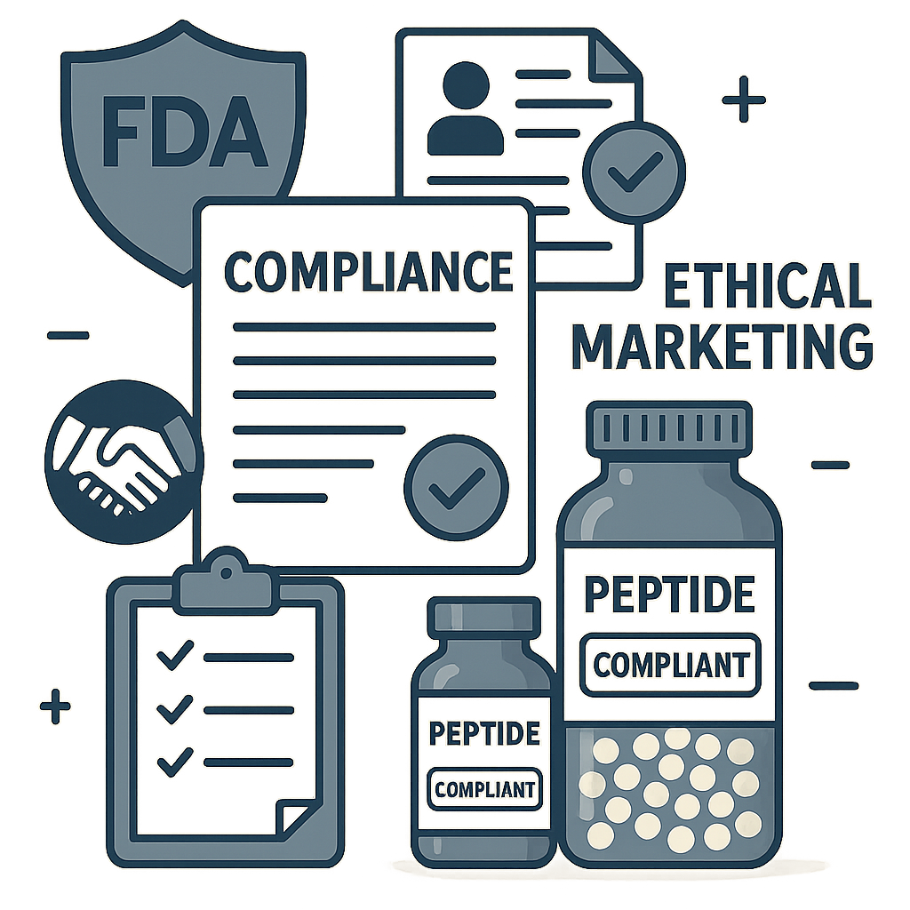 Example of compliant peptide product labeling emphasizing ethical standards