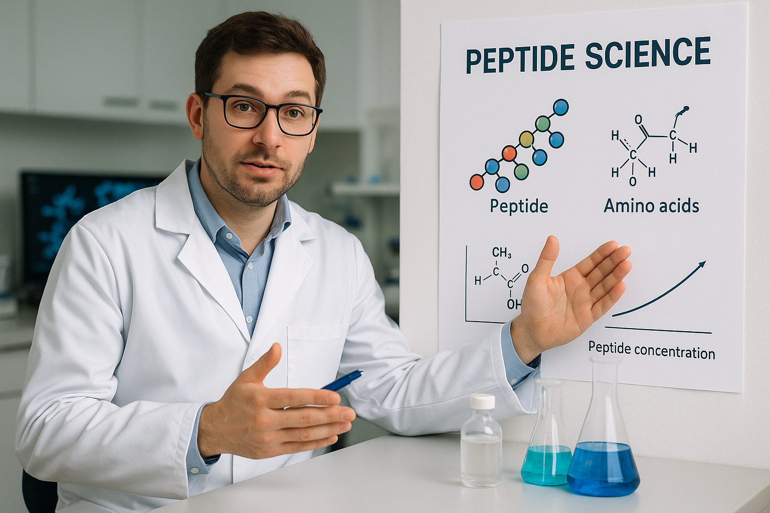 Scientific chart showcasing peptide data with editorial-style visuals