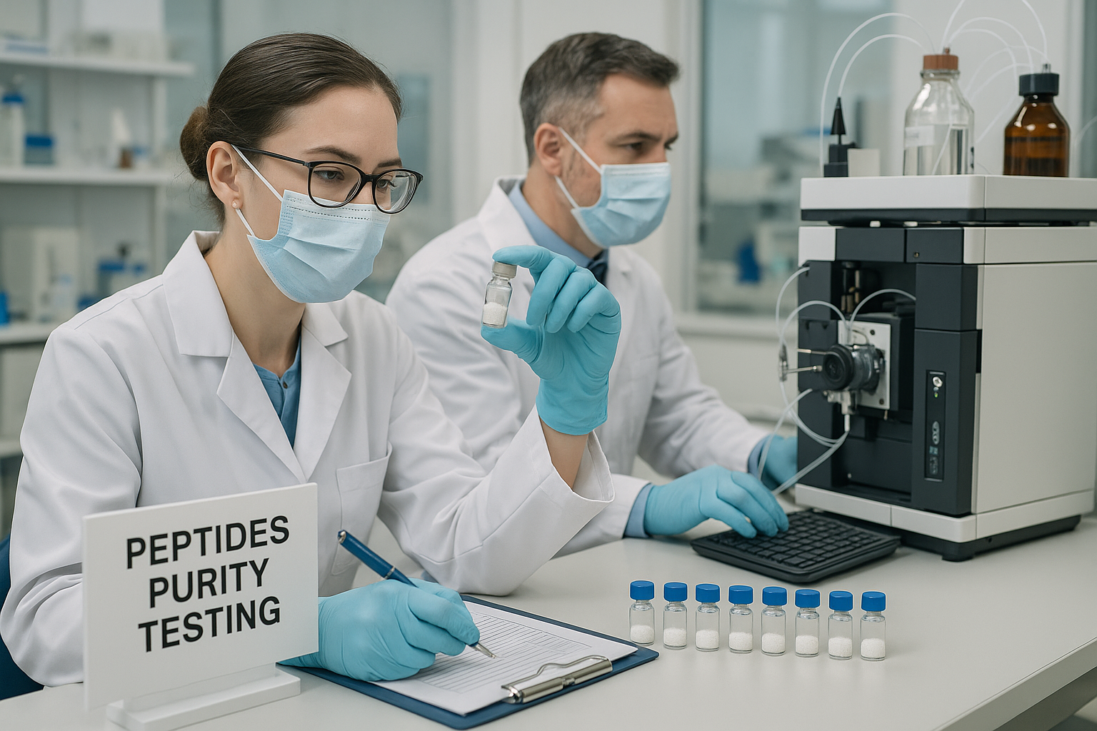 Peptide purity testing and sourcing transparency graphic