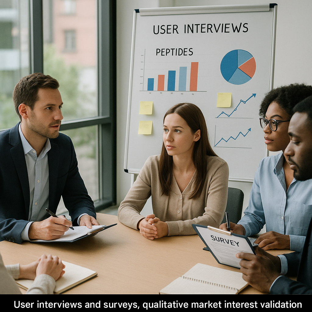 User interviews and survey data analysis for peptide market validation