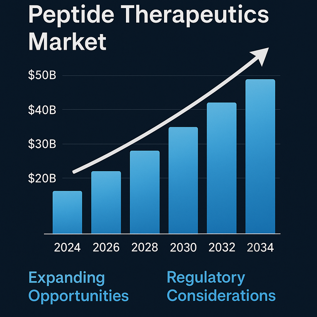 Graph showing growth projections in peptide therapeutics market 2024-2034