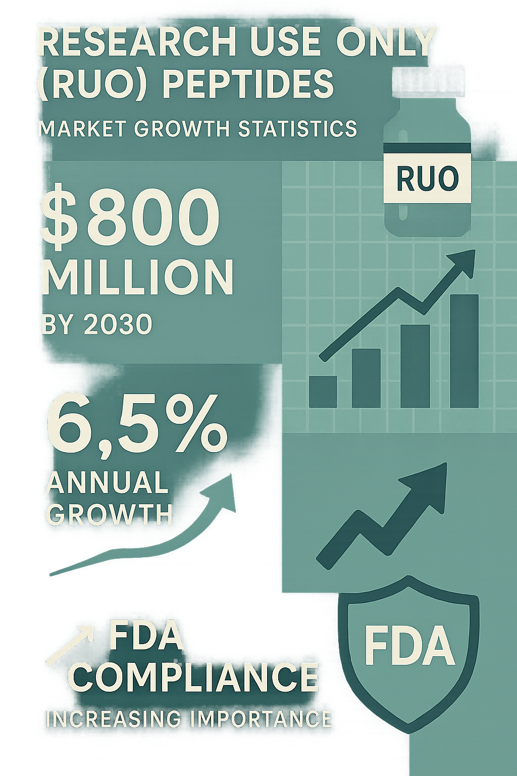 Infographic illustrating market trends for authentic peptide brands including FDA compliance and clinician-led branding
