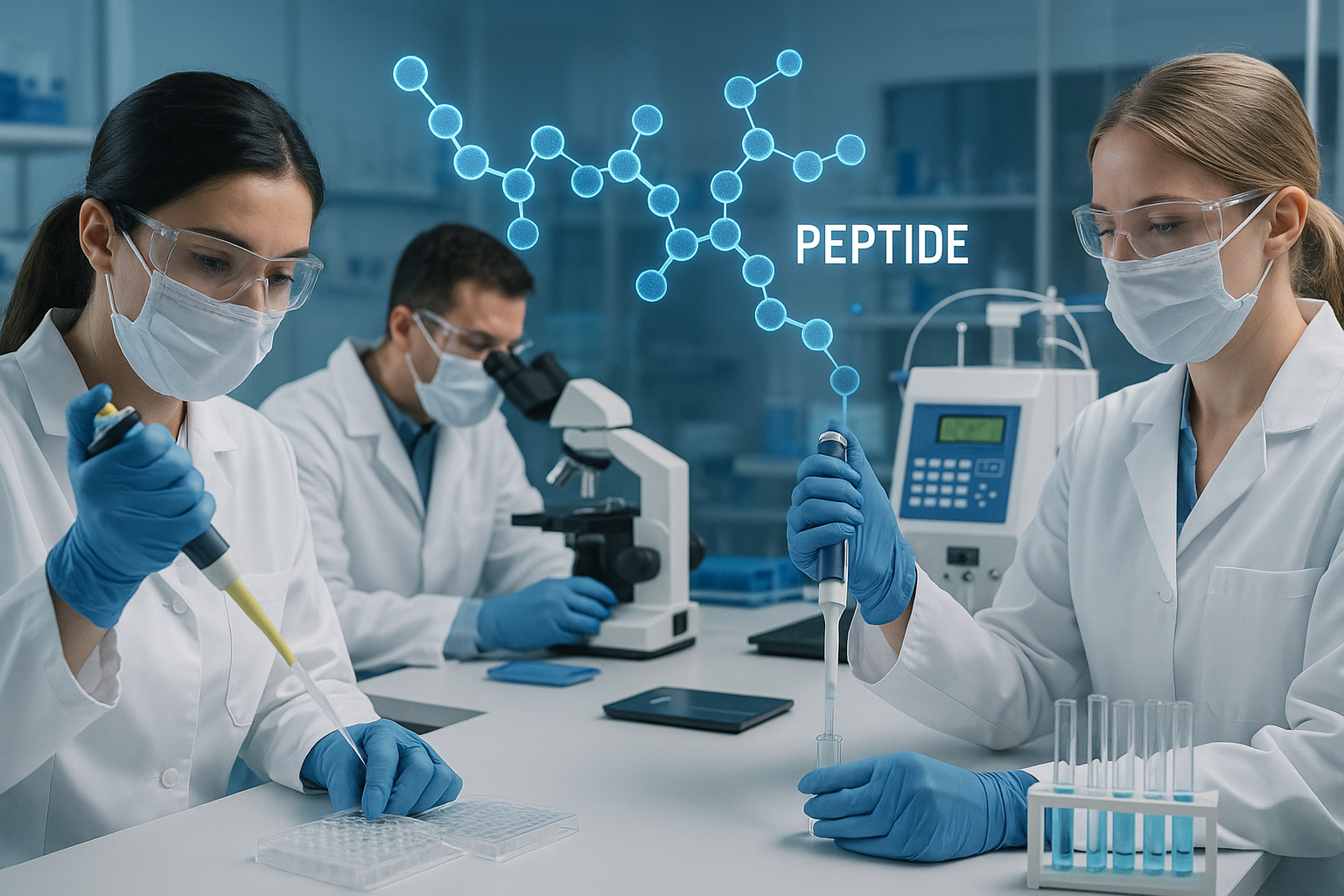 Illustration of peptide molecules linked together