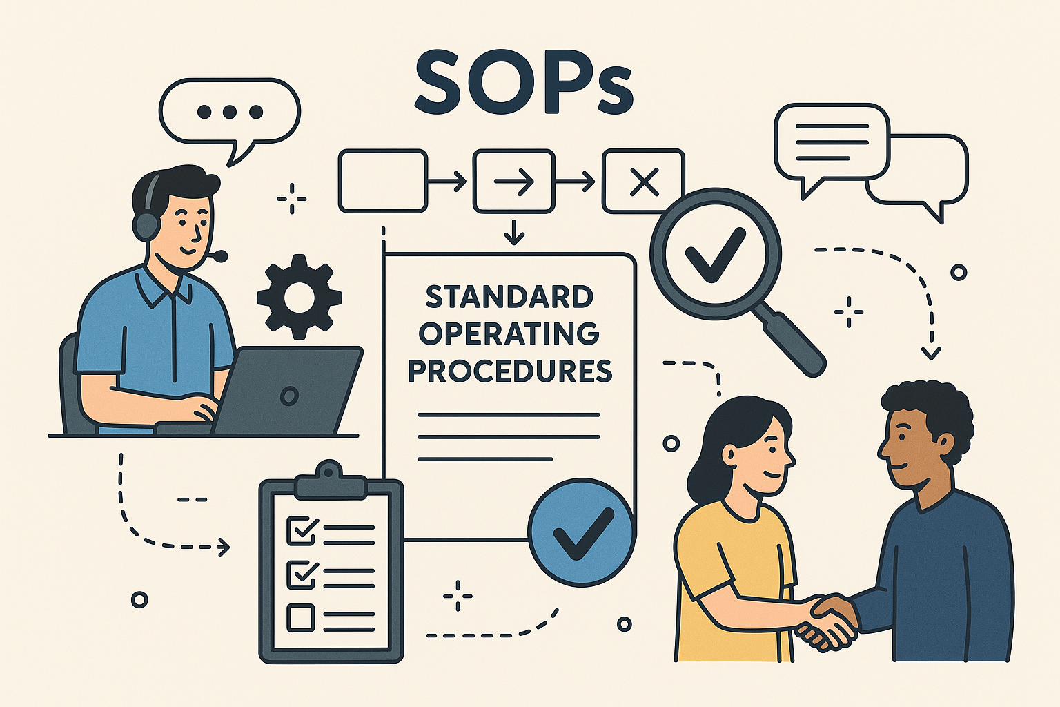 Flowchart illustrating customer research application Standard Operating Procedures
