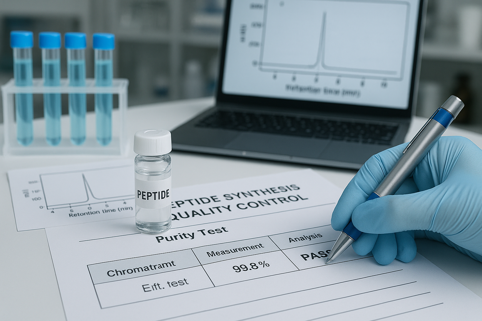 Quality control process for peptide synthesis in a laboratory setting