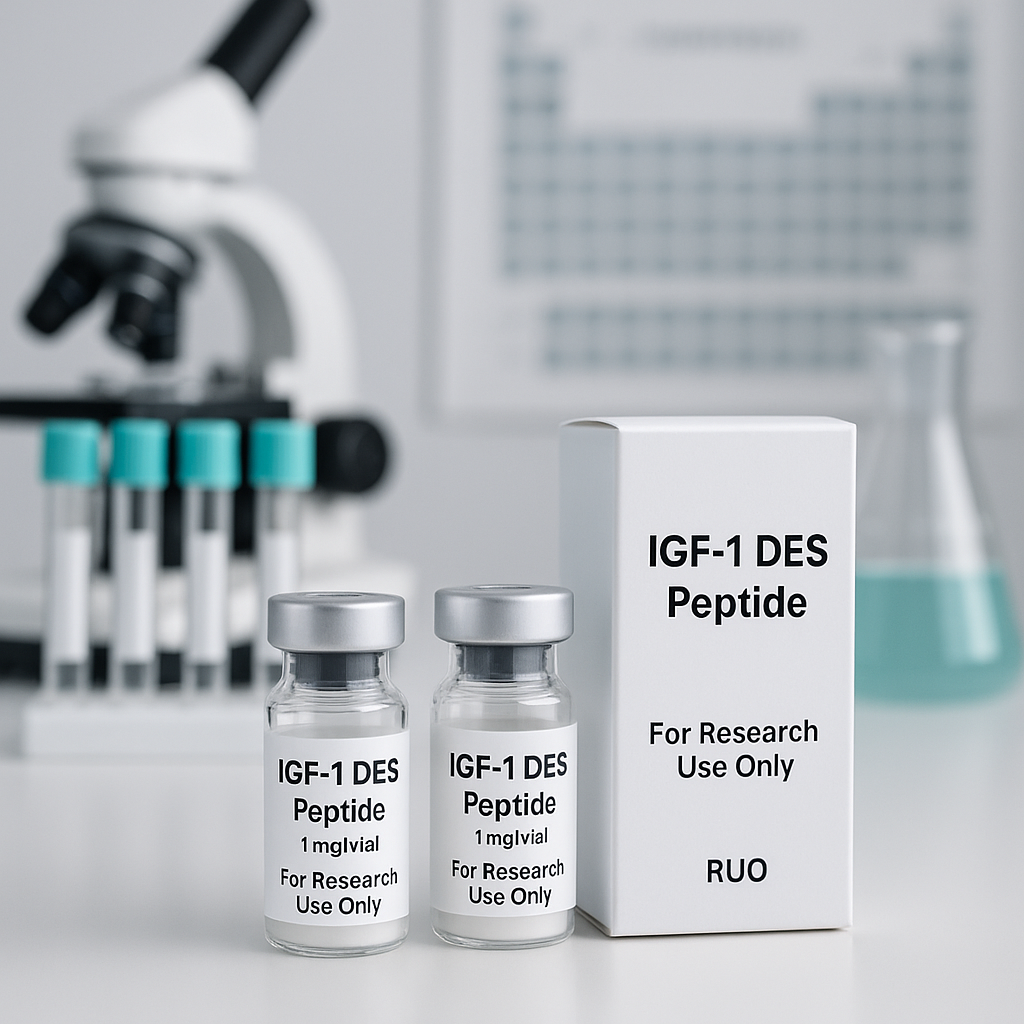 IGF-1 DES peptide labeled For Research Use Only with disclaimer Not for human consumption