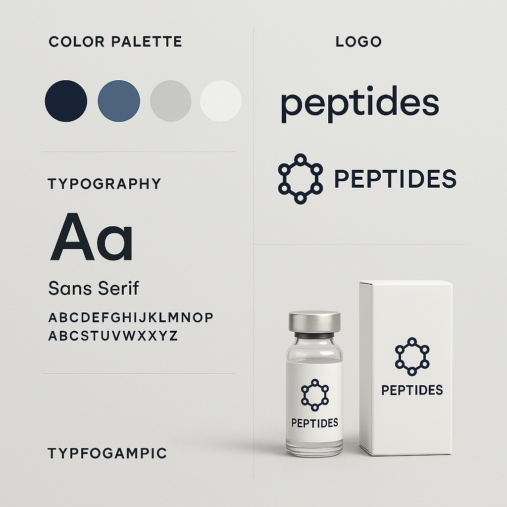 Example brand guideline layout showing fonts and color palette