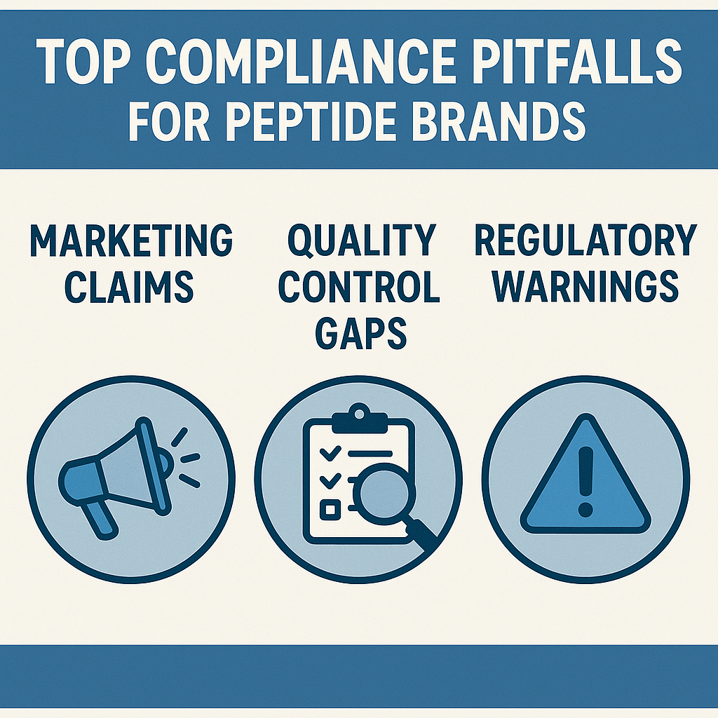 Infographic summarizing top compliance pitfalls peptide brands face