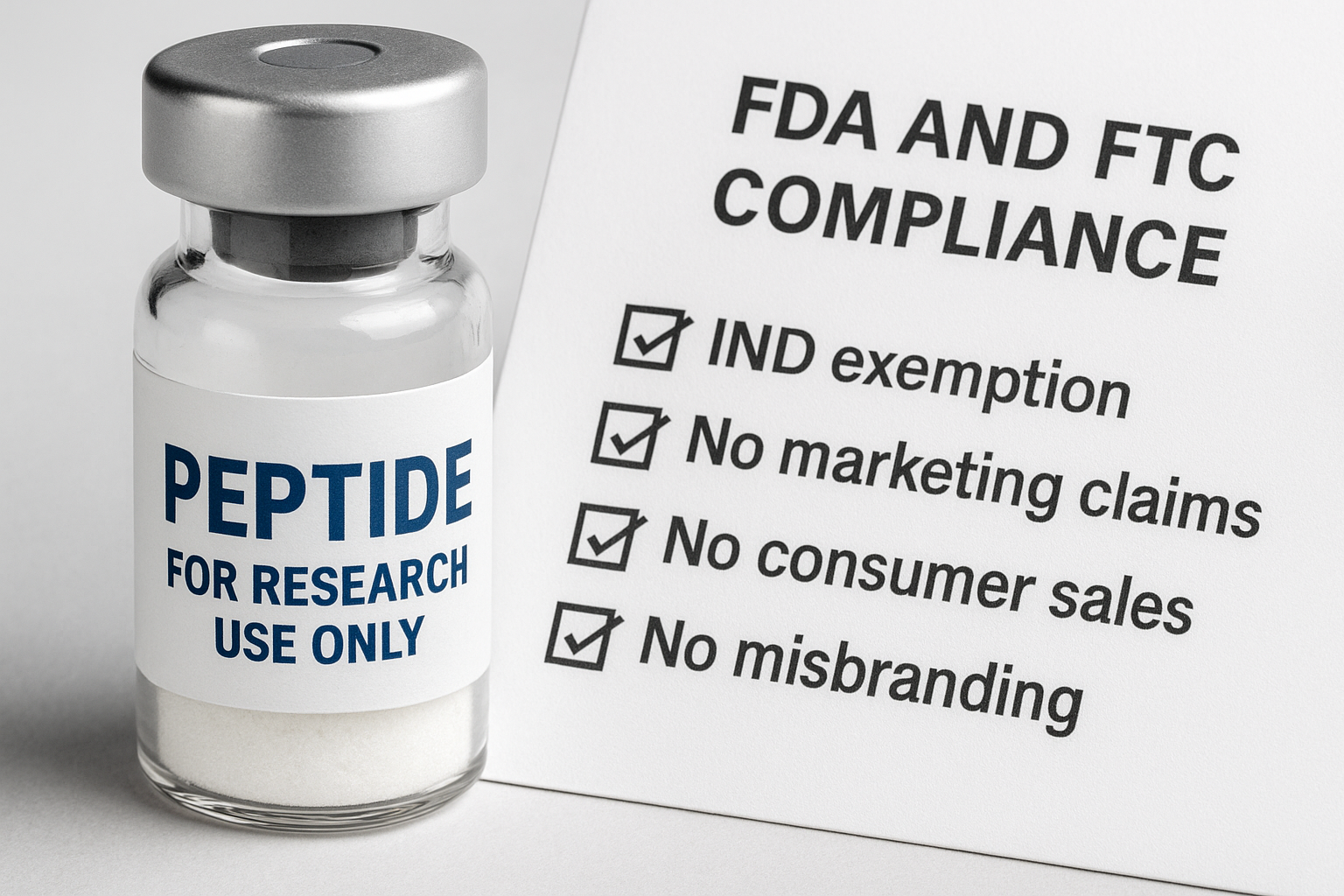 Illustration of compliance boundaries for research-grade claims in peptide marketing
