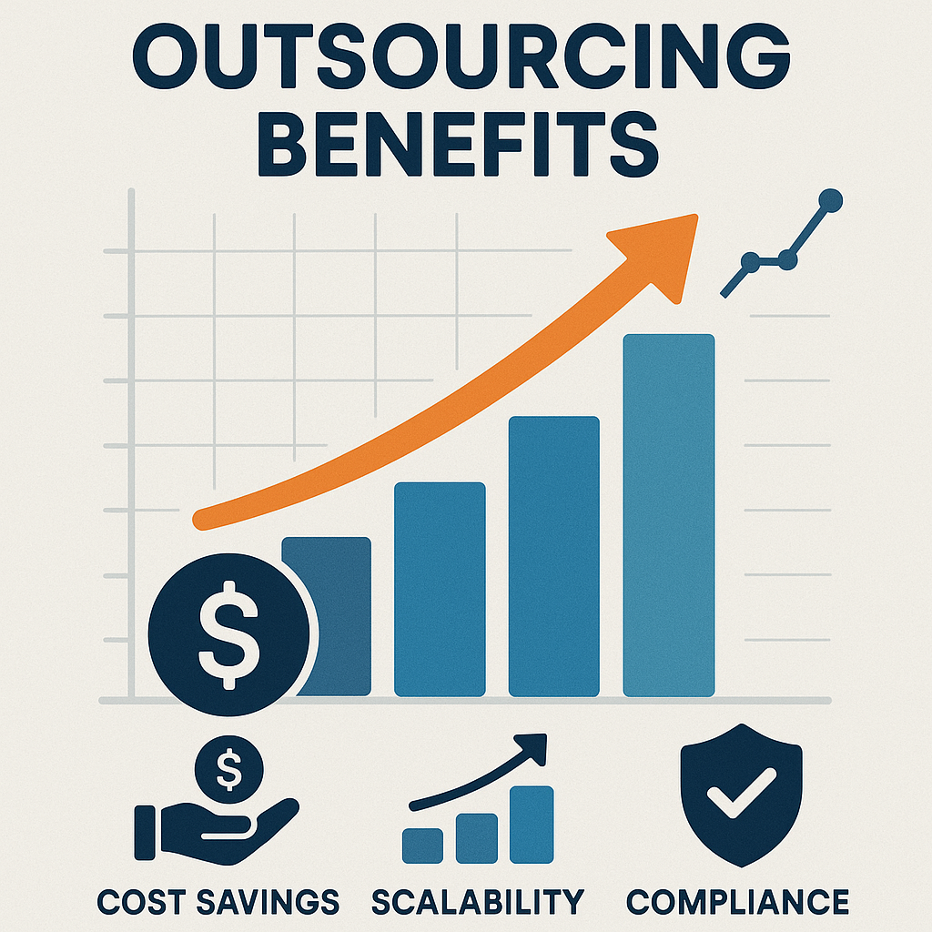 Infographic illustrating research applications of outsourcing non-core tasks