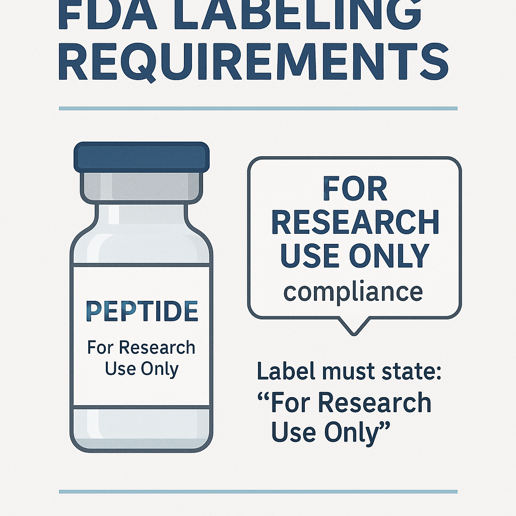 Infographic summary of FDA compliance rules for Research Use Only peptides