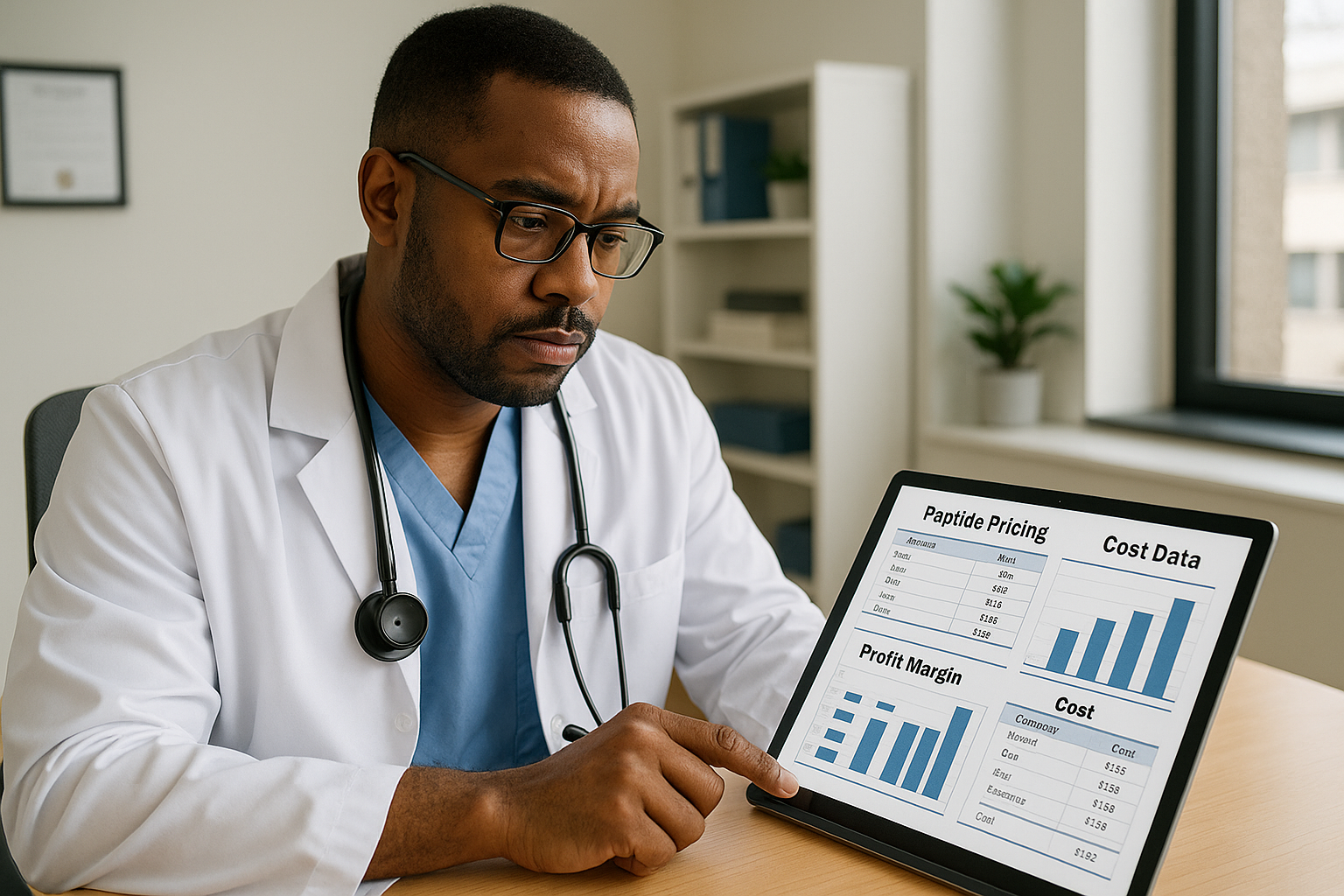 Peptide vials and laboratory equipment representing the peptide business