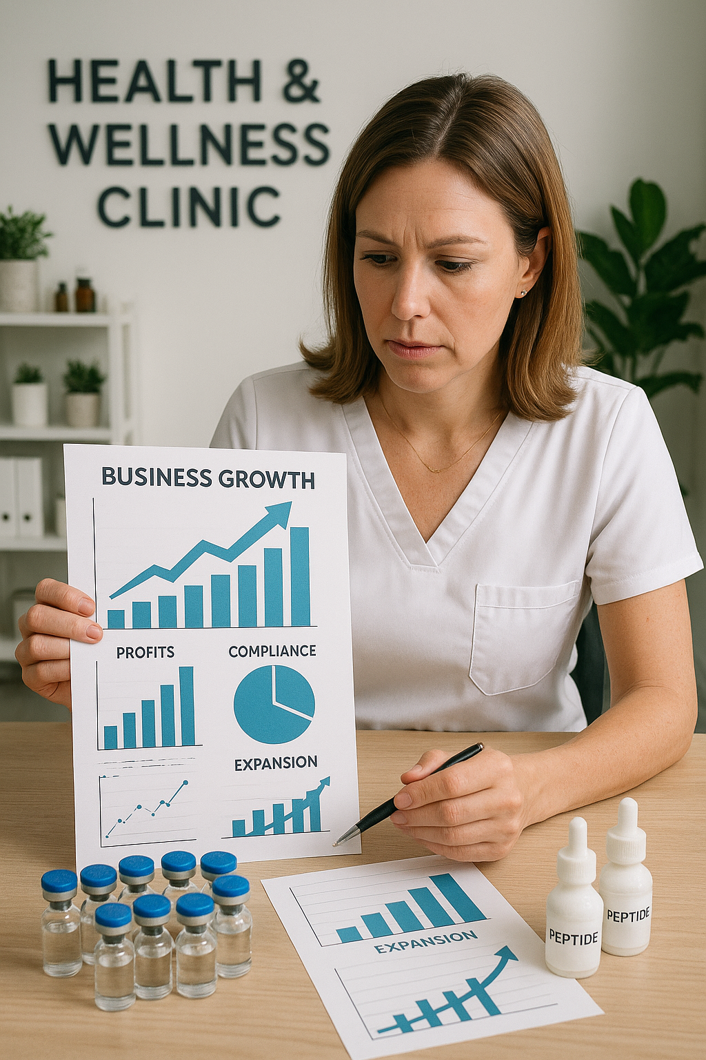 Clinic revenue growth chart illustrating financial benefits from peptide product integration