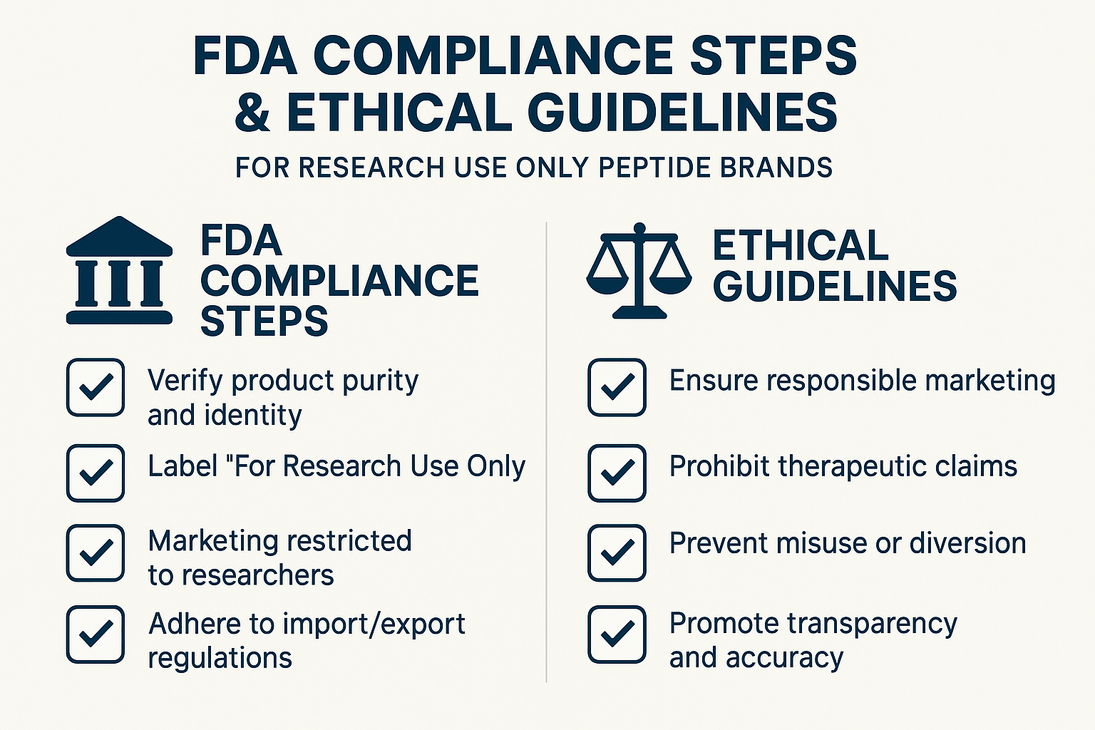 Checklist for FDA compliance and ethical peptide marketing guidelines