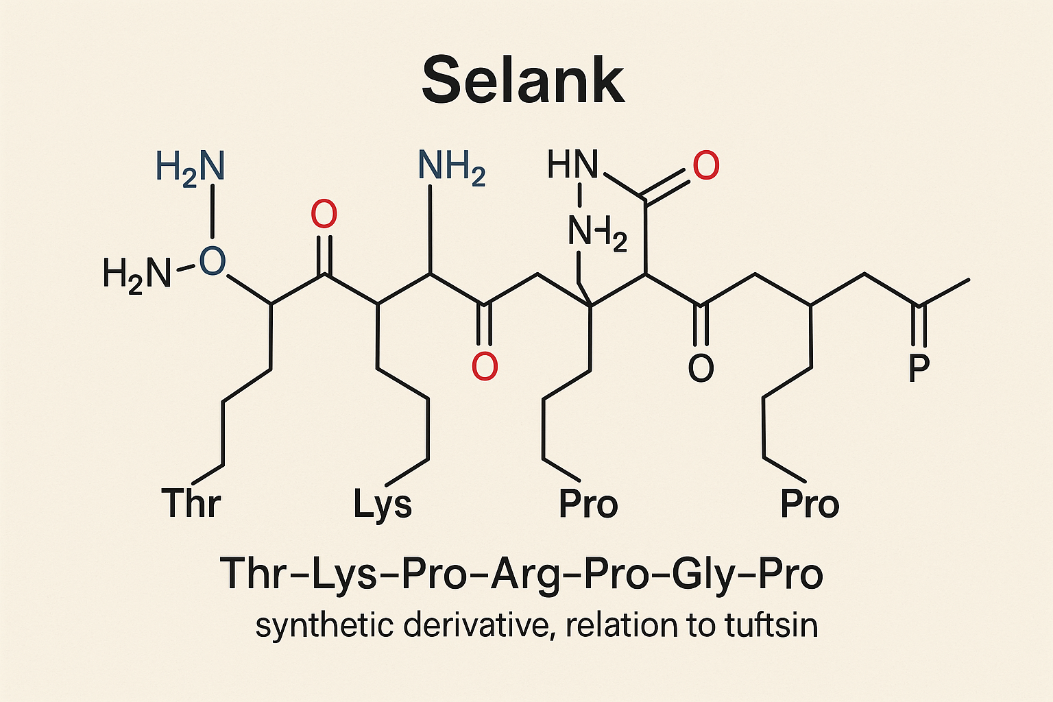 Molecular structure of Selank synthetic heptapeptide