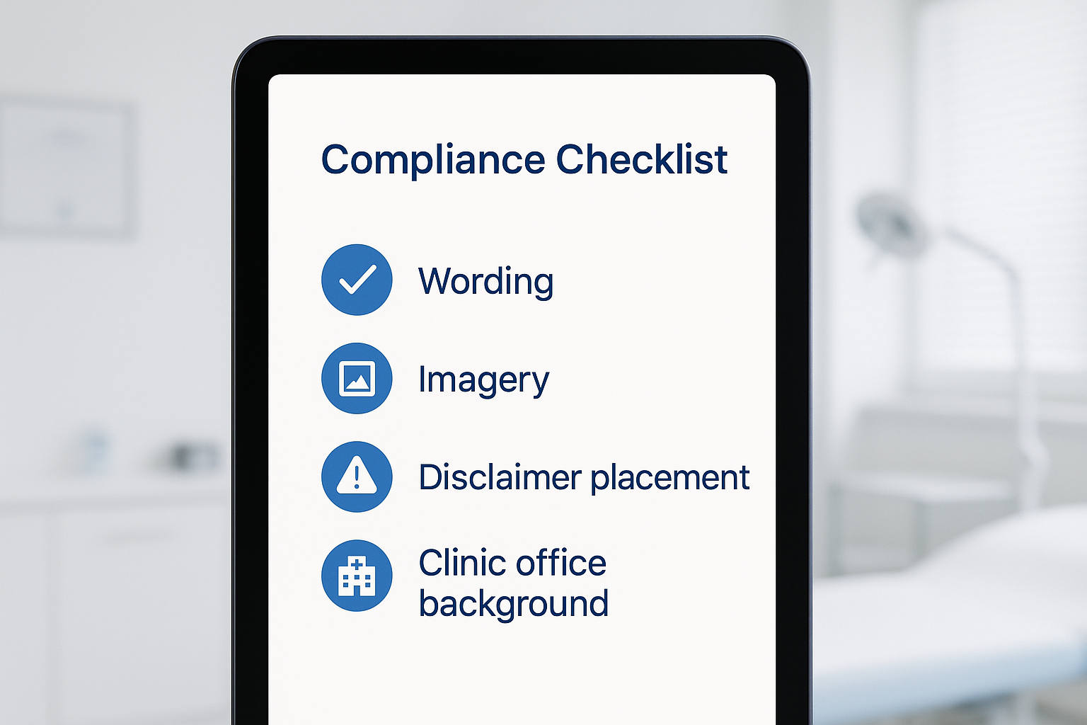 Completed compliance checklist displayed on a tablet