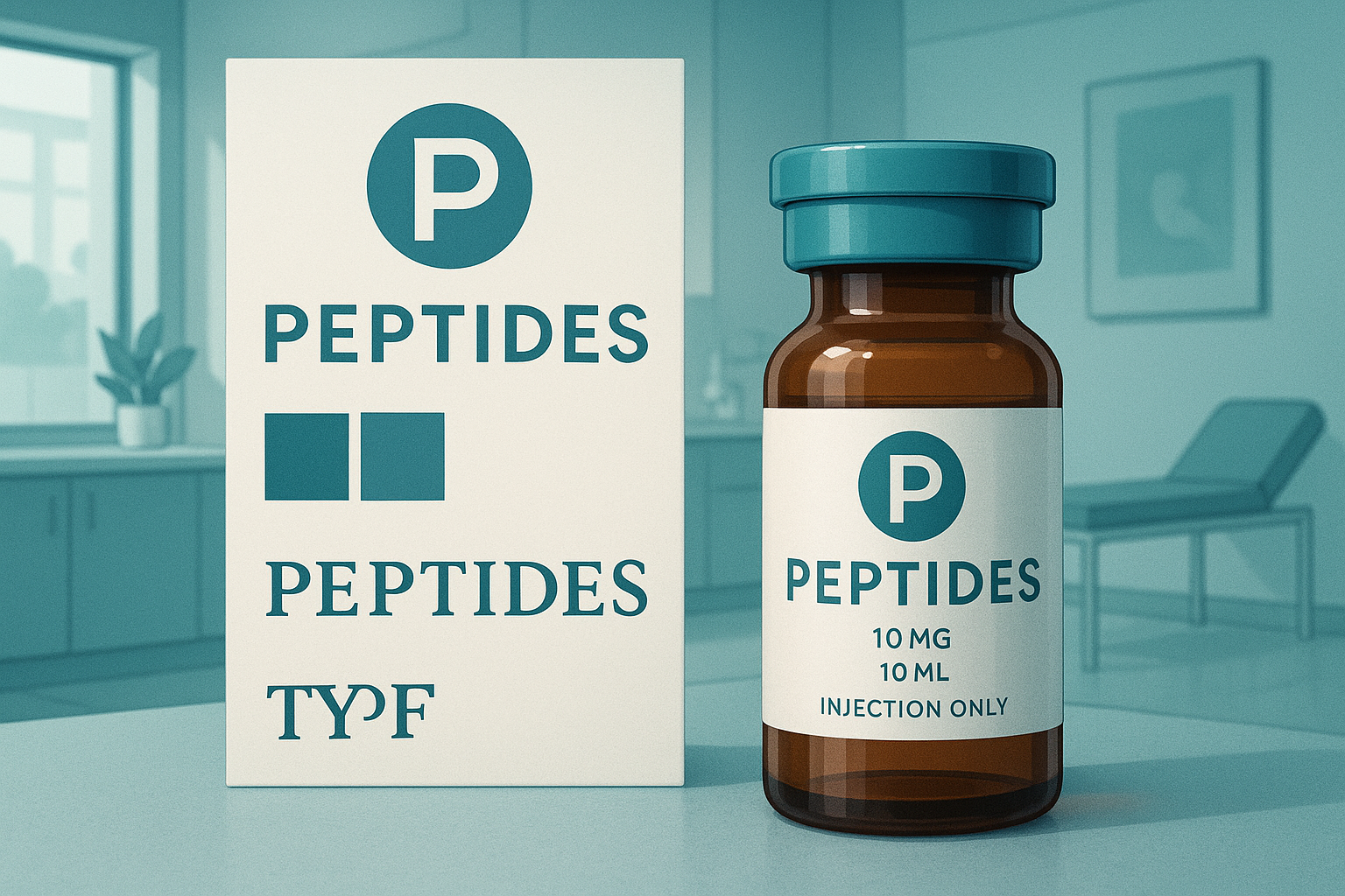 Sample peptide label showcasing clean design and compliance text